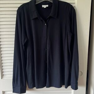 NWOT never worn super soft knit navy blue button down blouse